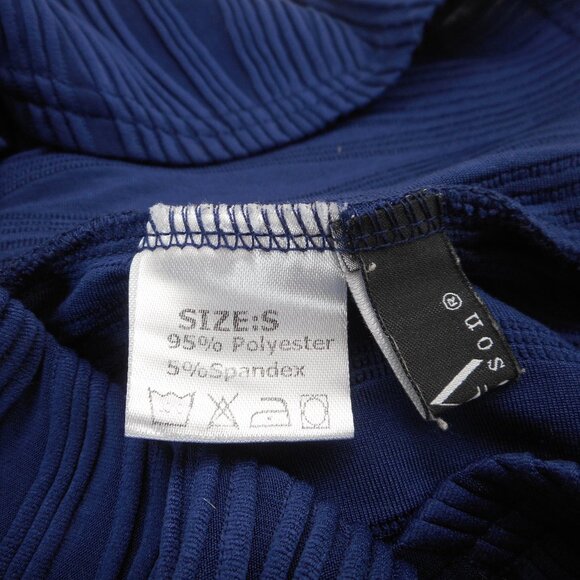 Micoson Women's size S Short Sleeve Tee Navy Blue Wavy Textured Stretch Blouse - Picture 7 of 8